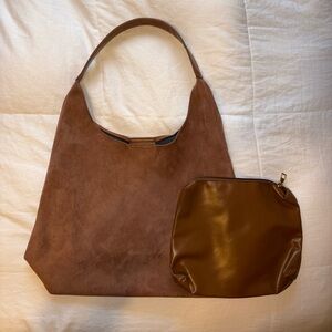 Brown Women Suede Purse and Bag Set
